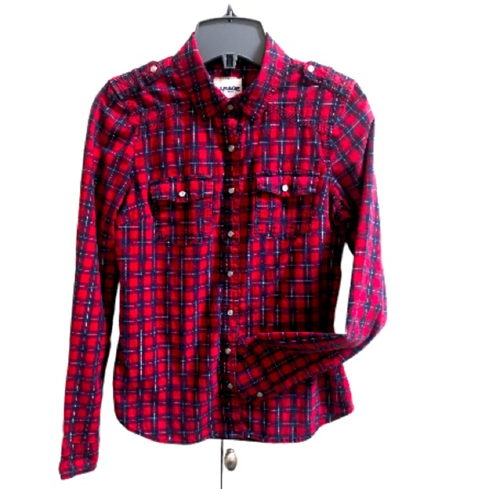 Button-Down Garage Red plaid Shirt Longsleeves